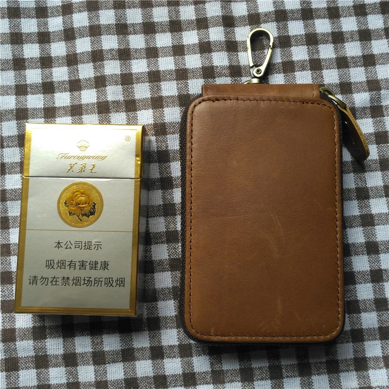 

Retro Genuine Cow Leather Men & Women Car Key Bag Wallet Multi Function Key Case Fashion Housekeeper Holders 6 Key Rings 4022