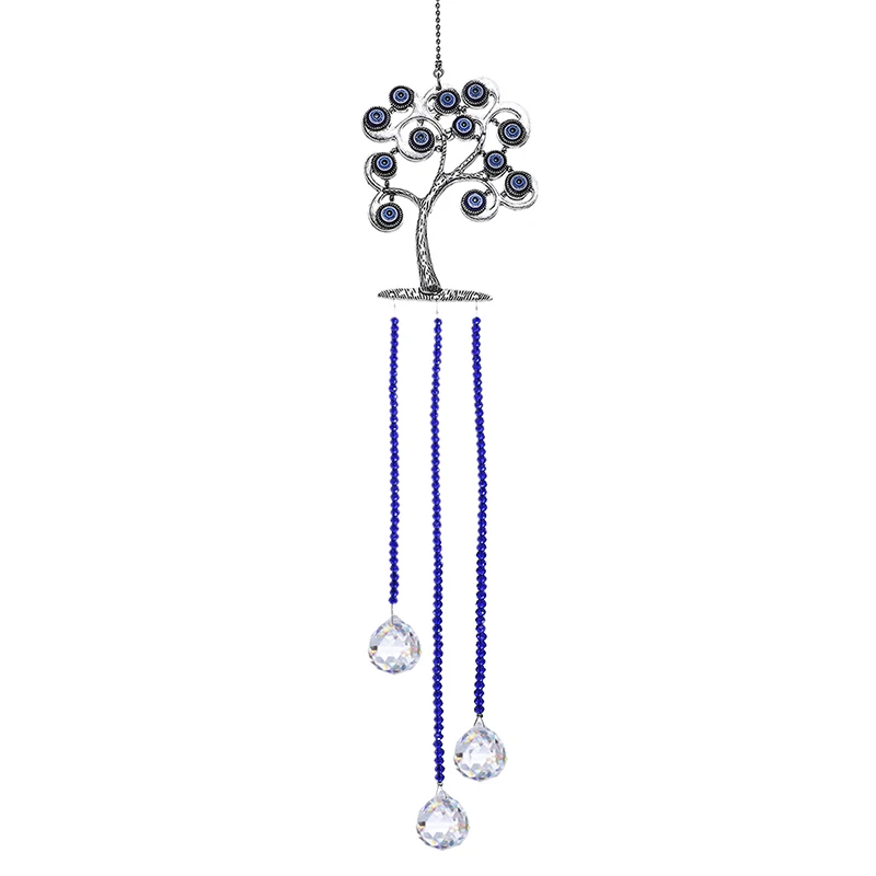 H& D хрустальный шар Призма Дерево жизни Suncatcher с турецким синим сглаза(Назар) амулет настенный Декор для дома Защита подарок
