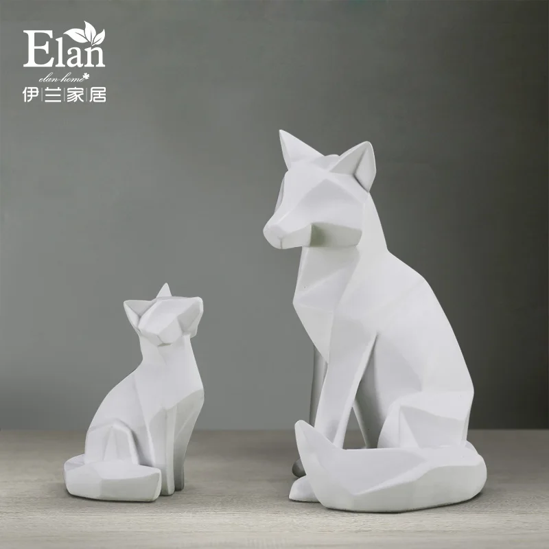 

Abstract Fox Figurines Art Home Decor Room Decoration Objects Vintage Ornament Resin Animal Figurines Gift