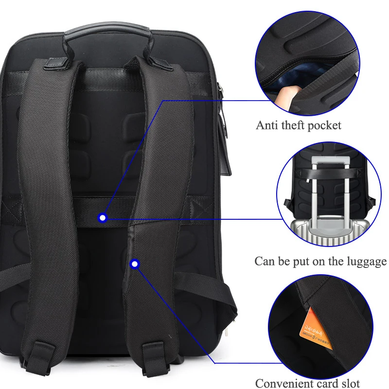 bopai shell shape business mens office work backpack usb charge cool male leather daypack backpack mens shoulder bags for work free global shipping