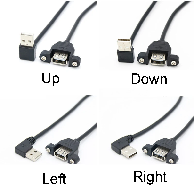 Удлинительный Кабель USB 2 0 для мужчин и женщин с винтовой панелью креплением на 90