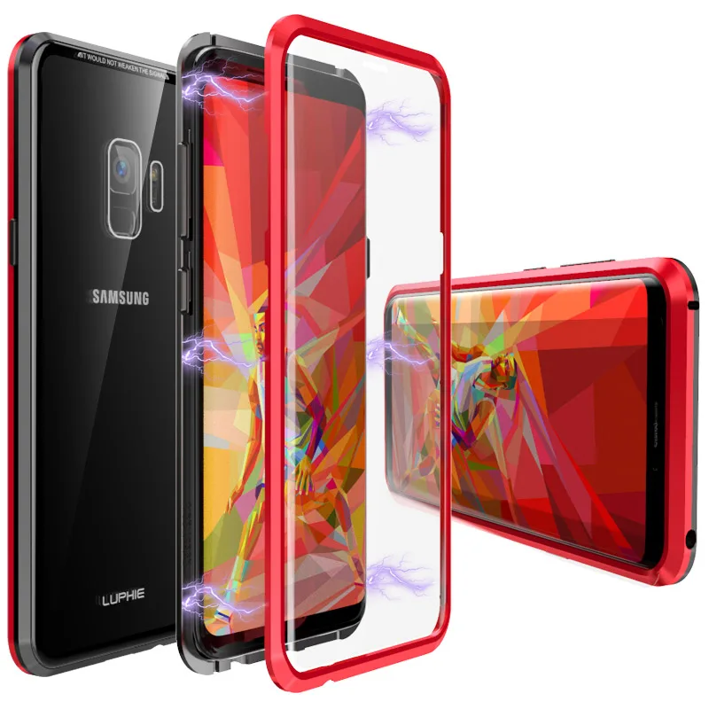 S9 + 360 двухсторонний стеклянный Магнитный адсорбционный чехол для телефона Samsung