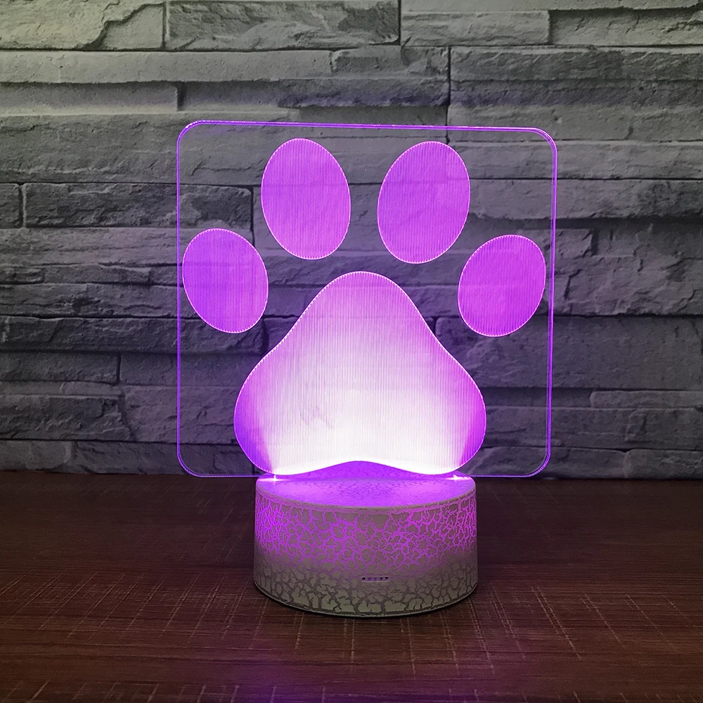 Маленький footprint3D ночник креативная Иллюзия 3d лампа LED 7 цветов меняющая