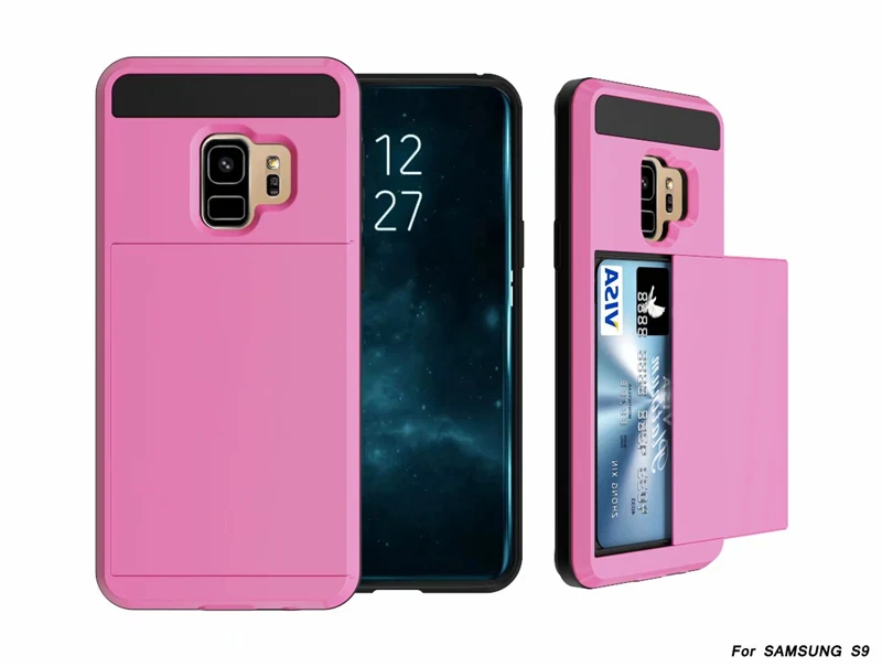pink Для samsung Galaxy S10e S9 S8 Note 10 Plus чехол-кошелек с отделением для кредитных карт PC чехол для S6 S7 Edge TPU Защитный противоударный чехол - Цвет: pink