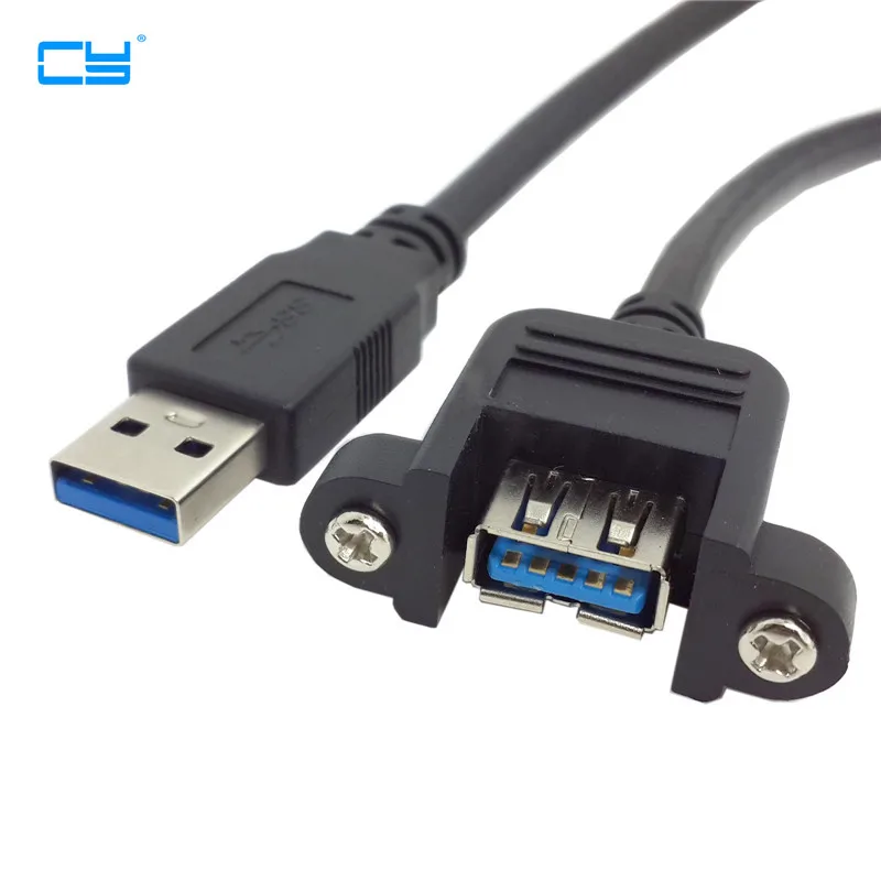 USB 3,0 A Тип мужского и женского пола удлинитель Кабель с винты для крепления панели 50 см 80 см 150 см