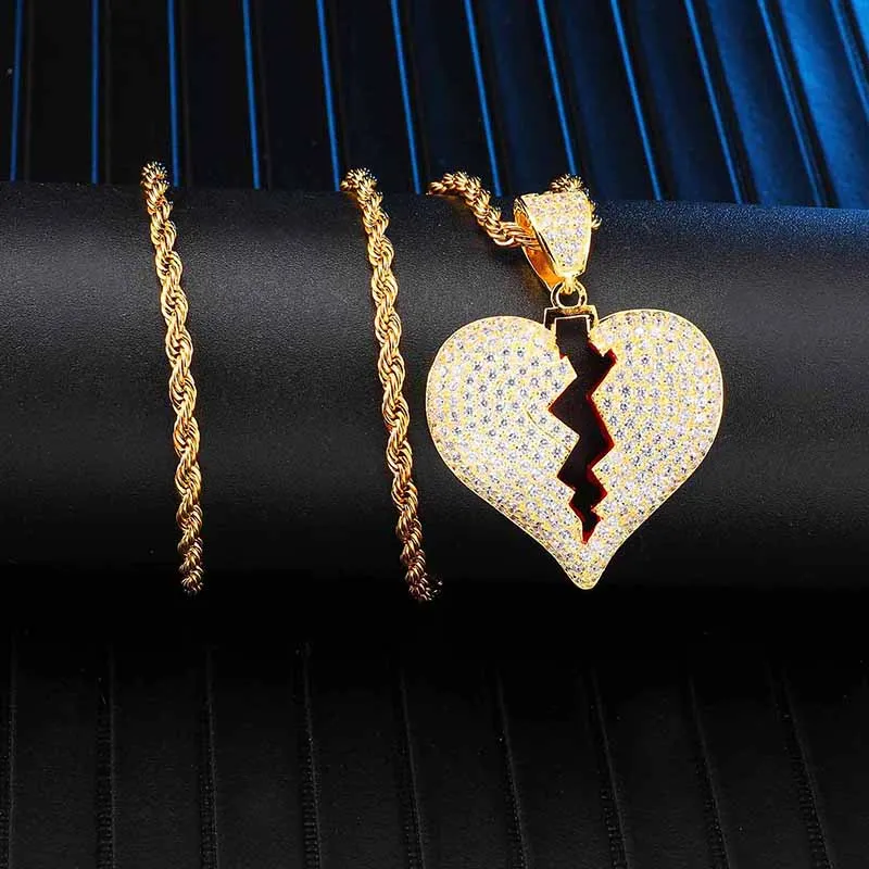 Bling Iced Out tennnnis цепочка с сердечком из меди полная горного хрусталя подвеска и
