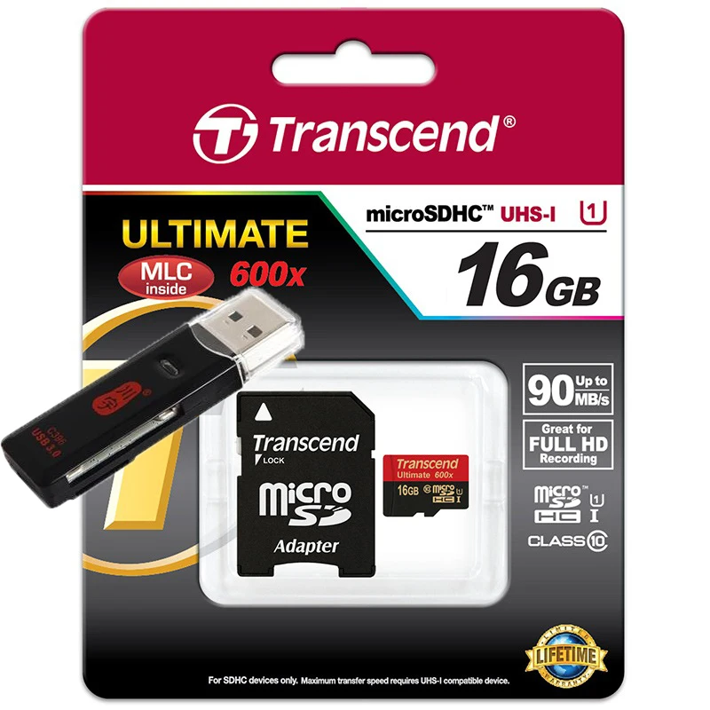 Transcend высокоскоростной Micro sd карта 600X32 ГБ 16 MicroSDHC Памяти 90 МБ/С. Class10 UHS-I карты