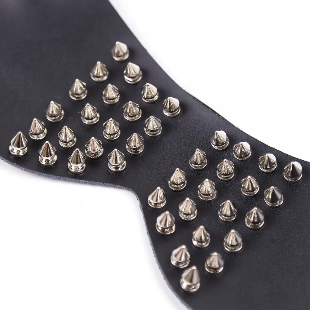 VaHppy черная кожа с заклепками Разъемный патч для глаз повязка на глаза флирт