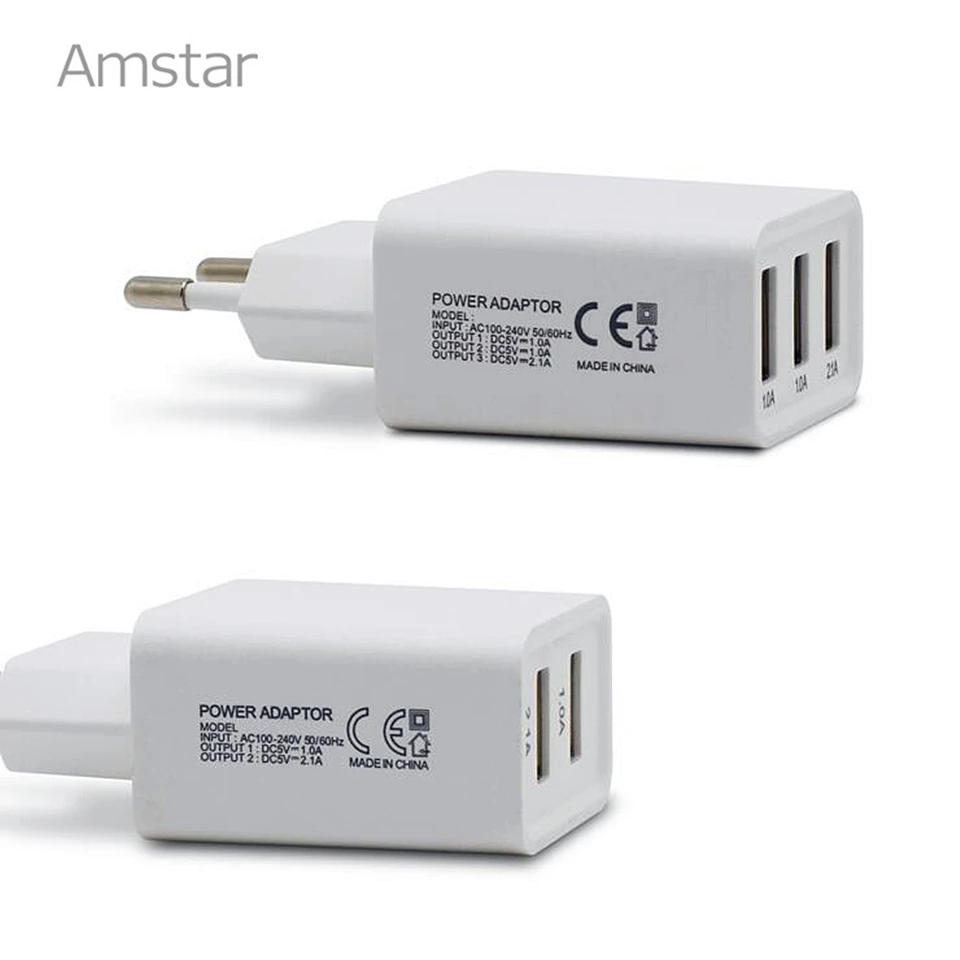 Амстар USB кабель для зарядки 5V 2.1A 3A Мощность адаптер EU/US вилка туристического