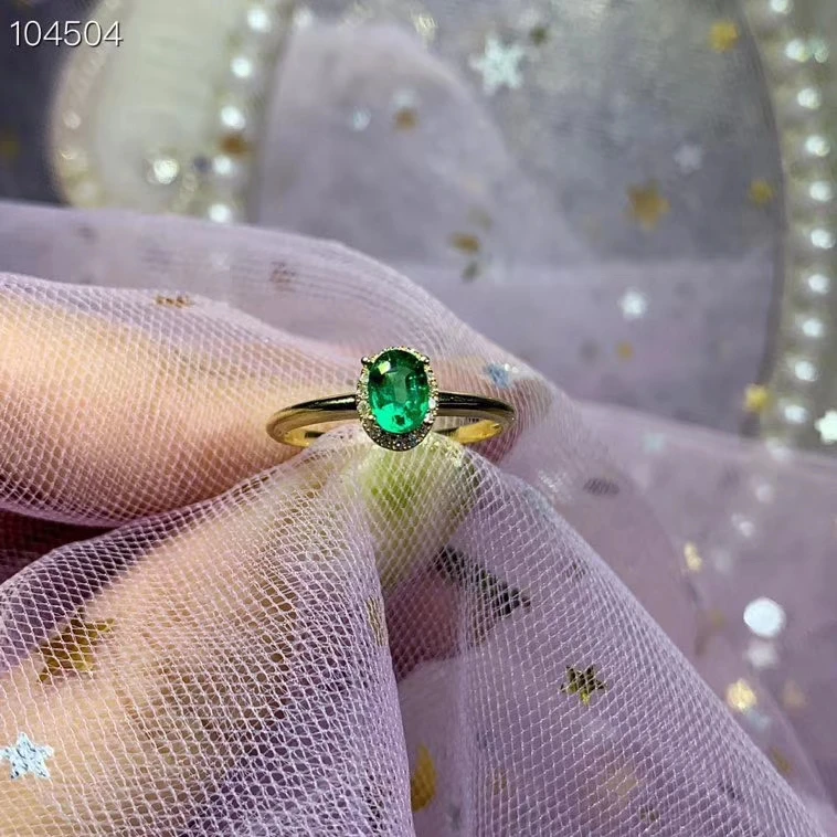 Классический зелёный Изумрудный камень кольцо с 18K золотом обрамлении для женщин