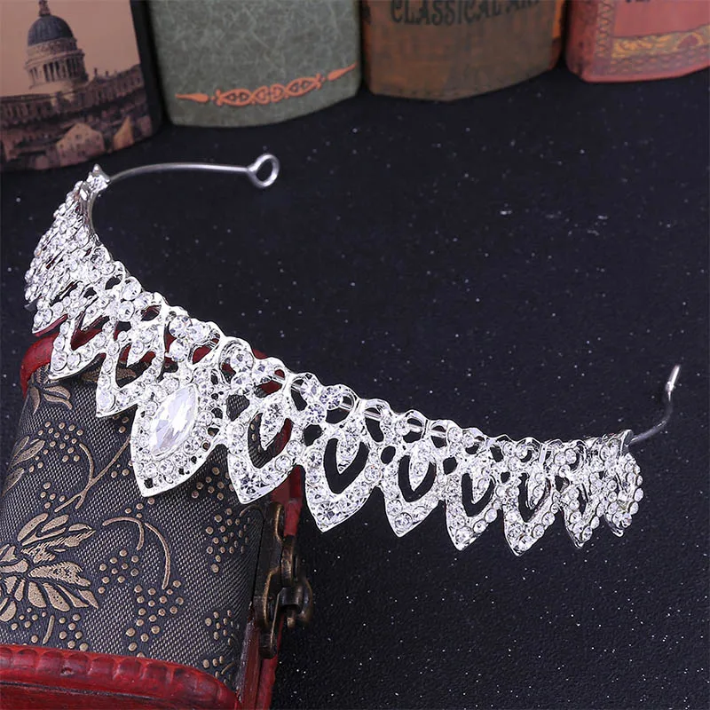 Форма серебряного листа Tiaras de Noiva сплав Стразы Свадебная Маленькая Корона головной убор женские свадебные аксессуары для волос VL