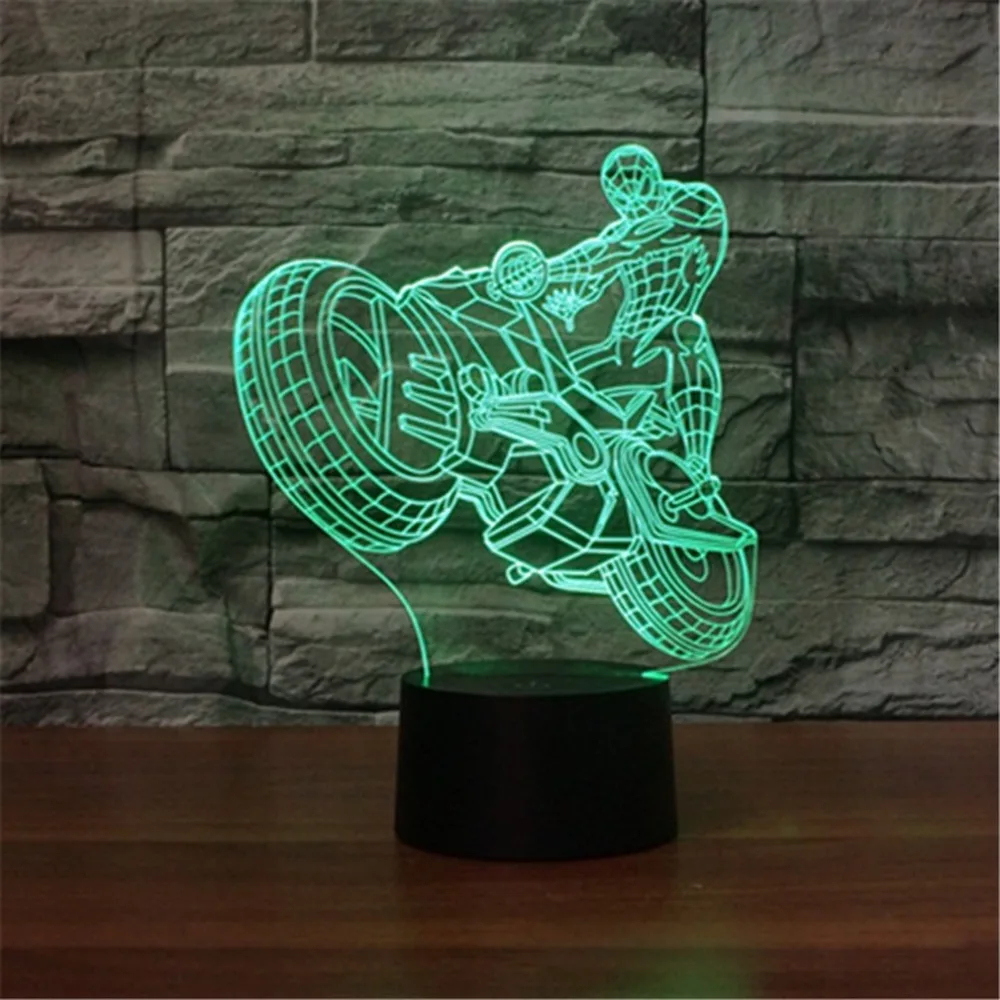 7 Colors Changing Desk Lamp Motobicyvle Shape Touch Table 3D LED Night Light Stereoscopic Illumination | Лампы и освещение