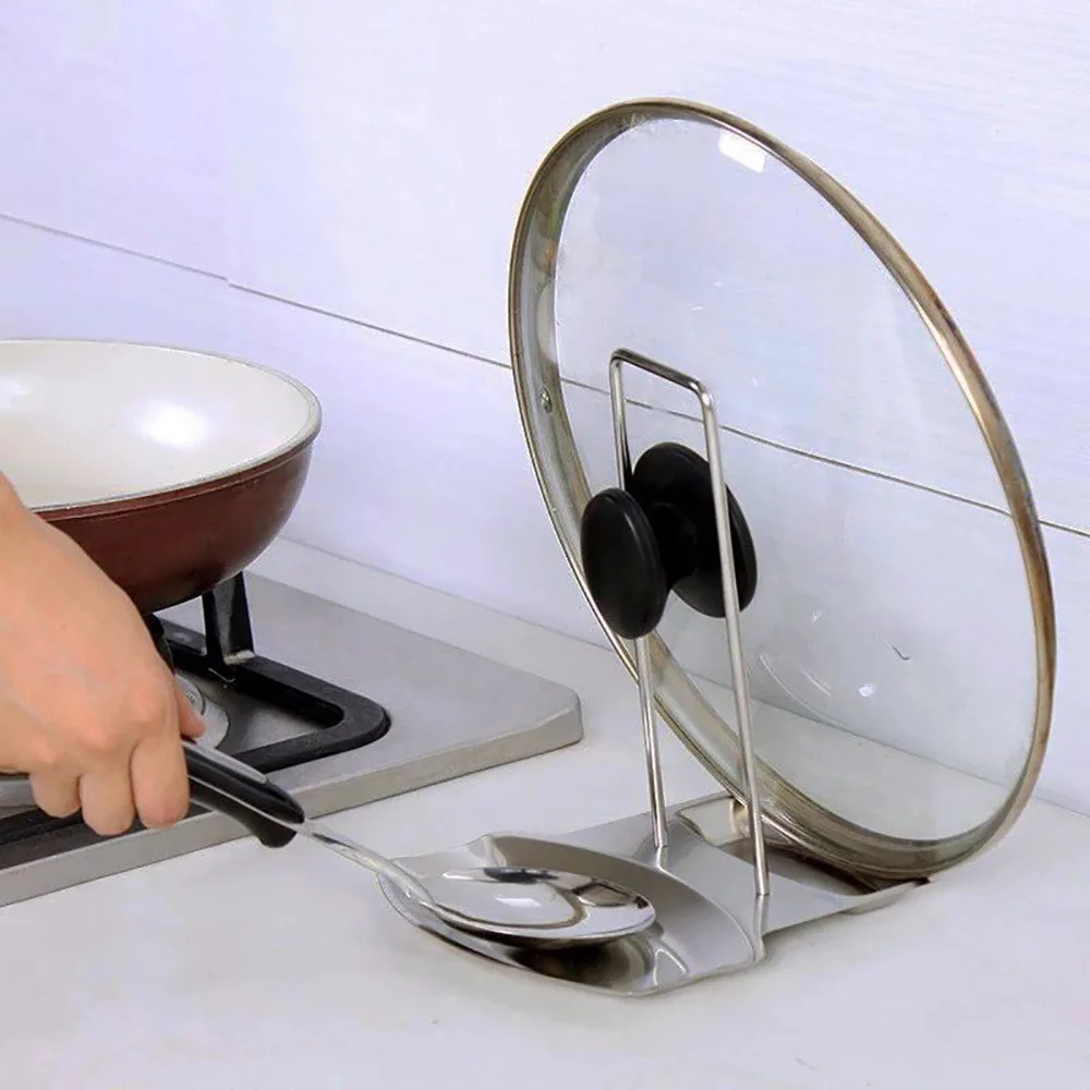 Кухонный горшок подставка для крышек держатель ложки из нержавеющей стали полка