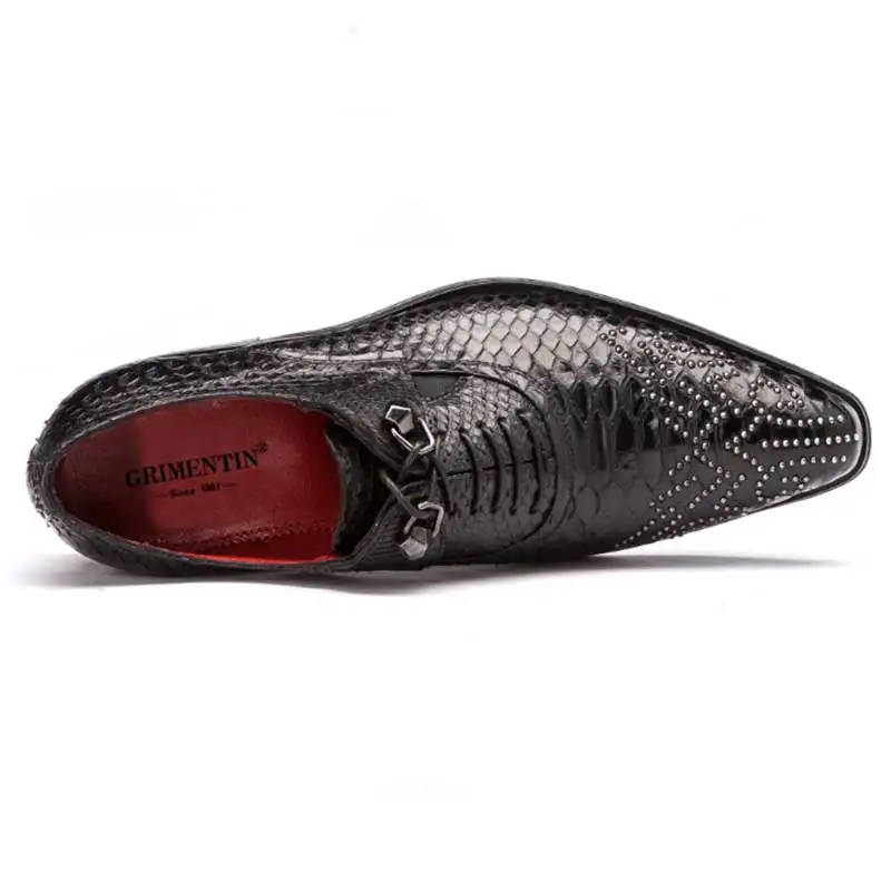 GRIMENTIN/мужские официальные туфли из натуральной змеиной кожи на заказ goodyear модная