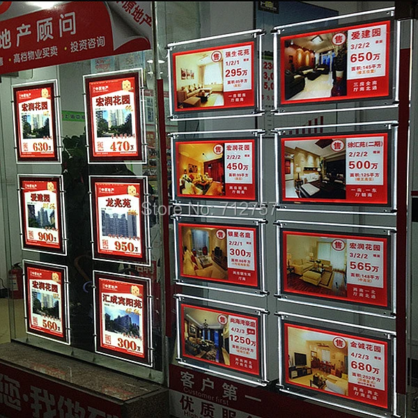 Двухсторонний светодиодный Кристалл Рамка светильник коробка для плаката