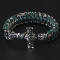 new style norse viking bracelets thor mjolnir hammer paracord amuletceltic rune knot amulet scandinavian bracelet green paracord