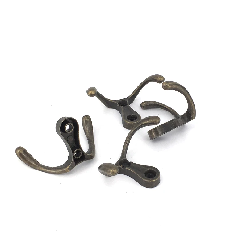 

15PCS Vintage Double Prong Coat Hook Hanger For Clothes Bag Victorian Look Hat Key Hooks Hanger 53*30MM