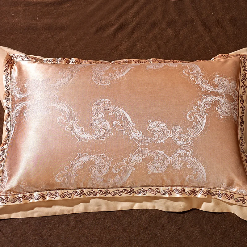 queen King size 4/6 шт. элитное постельное белье золото комплект постельного белья из шелк, сатин, Жаккард Пододеяльник, простыни постельное покрывало