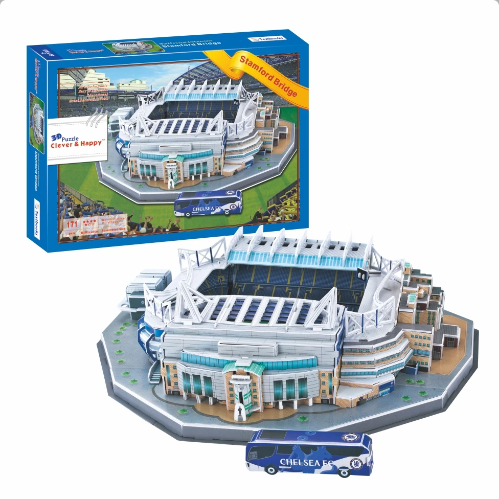 

Clever&Happy 3d puzzle Stamford Bridge Stadium adult drawings model Chelsea learning & education DIY handmade model Toyster