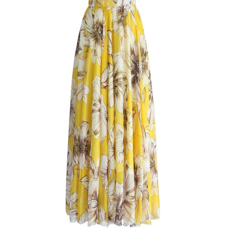 Модная женская летняя новая Повседневная пляжная юбка с цветочным принтом