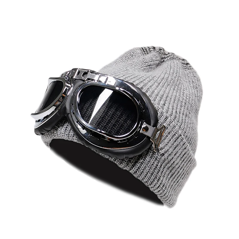 Ветрозащитные шапки с очками для мужчин и женщин Зимняя кепка Gorros вязаная шапка