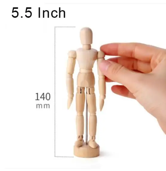 5.5 inch-14cm Деревянная кукольная Кукла Детская шарнирная игрушка подвижная ручная фигурка деревянная кукла гибкая модель подвижный человек художник Маленькая деревянная шарнирная кукла - Цвет: 5.5 inch-14cm