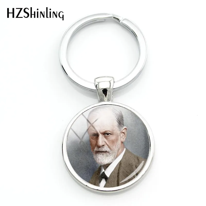 Модный zigmund Freud брелок для ключей psychoansis Брелок Серебряный Круглый купол стеклянный брелок ручной работы для женщин