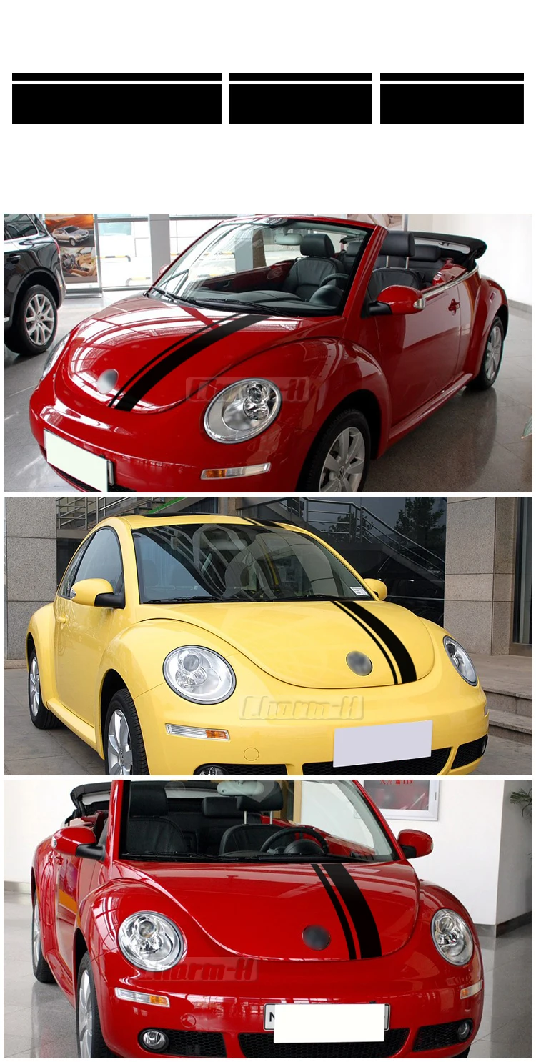 Автомобильный Стайлинг кузова полосы виниловые наклейки комплект для Volkswagen Beetle 2002-2006 капот крыши задний багажник полосы наклейки аксессуары