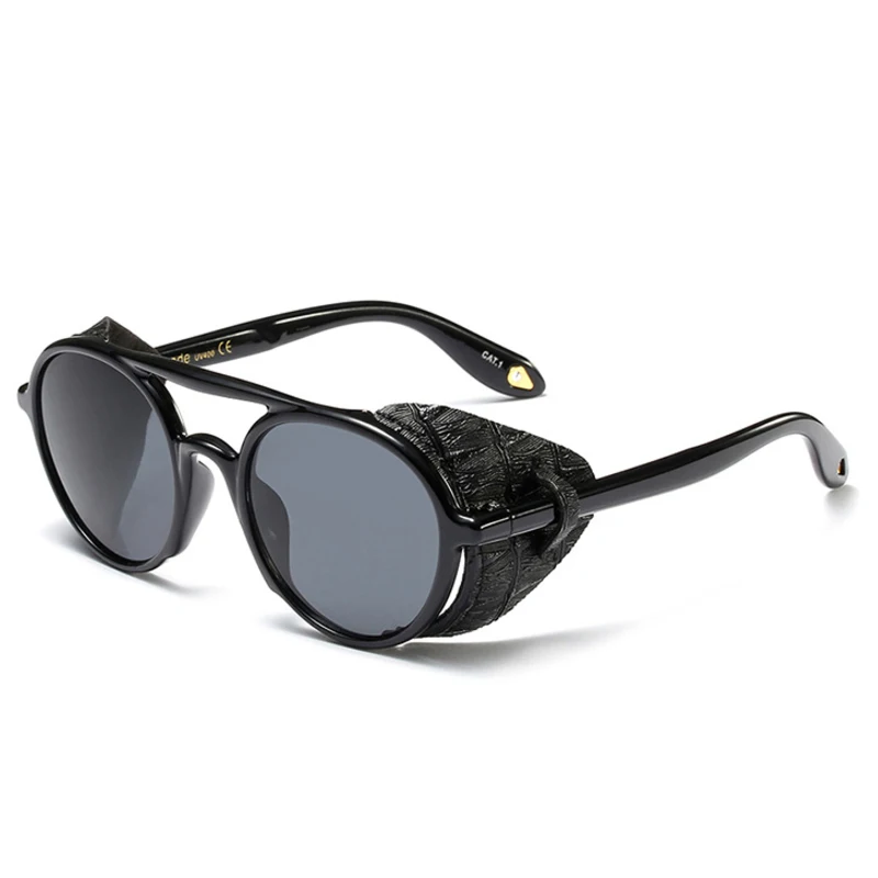 RFOLVE Round Punk Sunglasses Women Men Luxury Brand Vintage Sun Glasses Leather Decoration Frame UV Goggles Ladies Shades RF3 | Аксессуары
