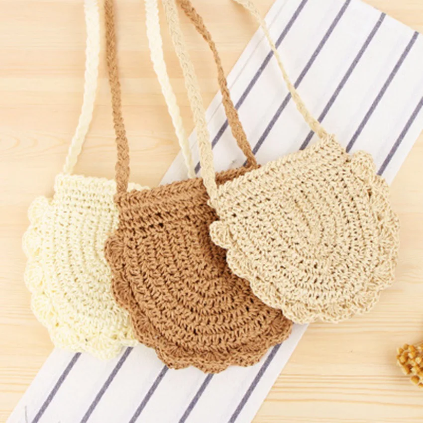 

Chinese style cute shell shape shoulder bag retro fashion small fresh oblique straw bag wild vacation leisure purse