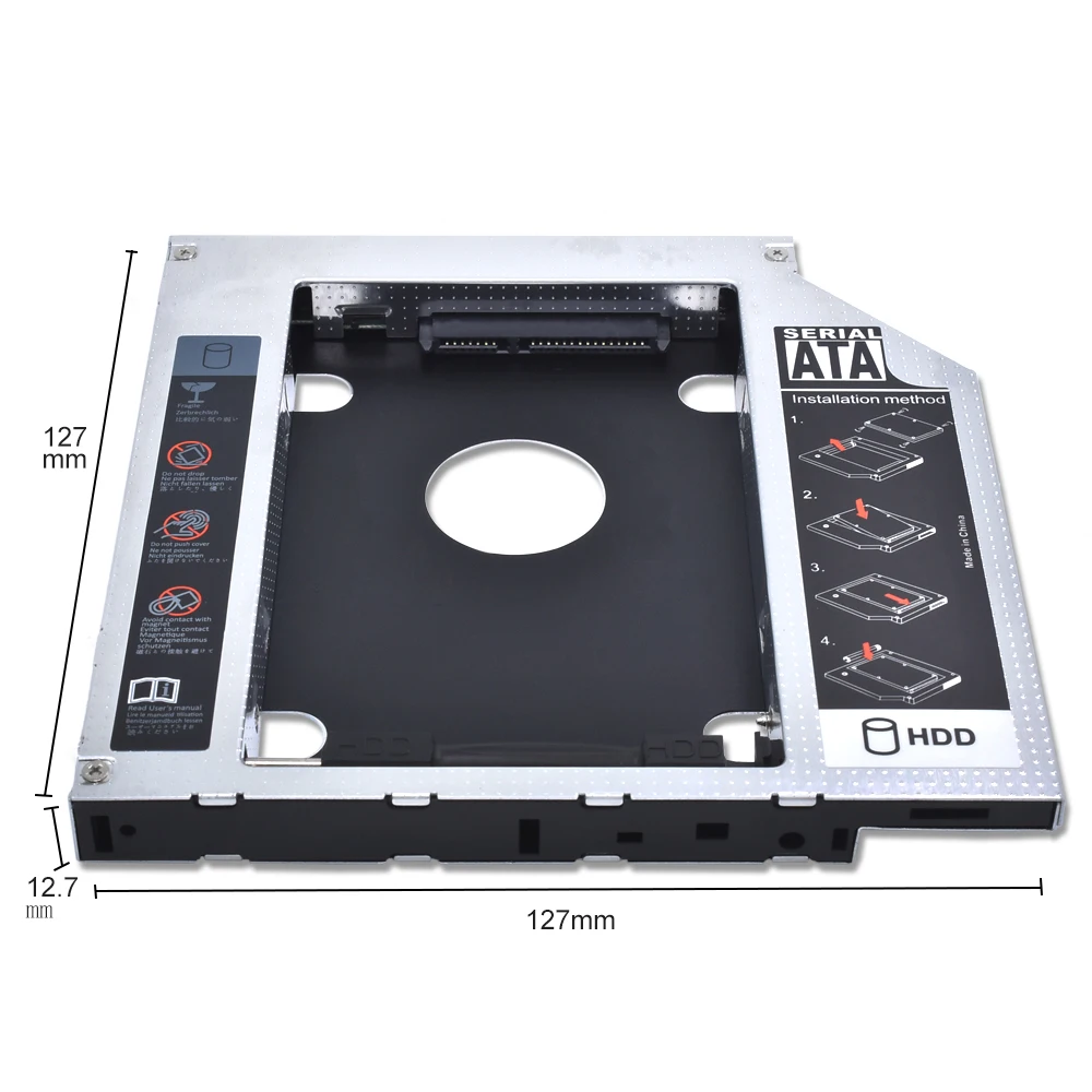 TISHRIC Универсальный алюминиевый 2-ой HDD Caddy для CD ODD notebook 12,7 мм SATA 3,0 для 2,5 HDD чехол Корпус для DVD Optibay