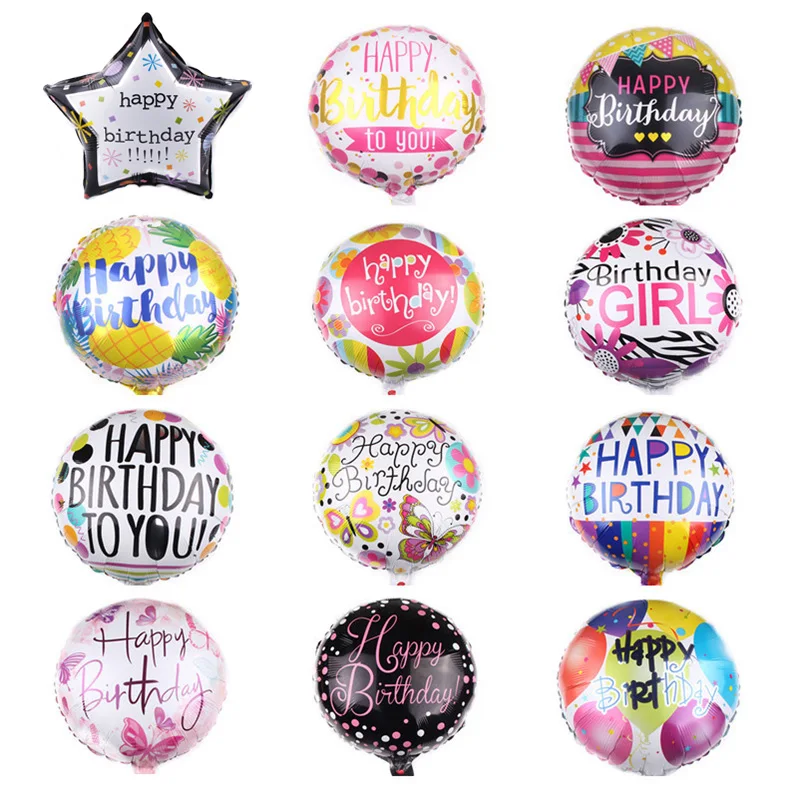Новинка 18 дюймовые Круглый с принтом букв днем рождения воздушные шары День