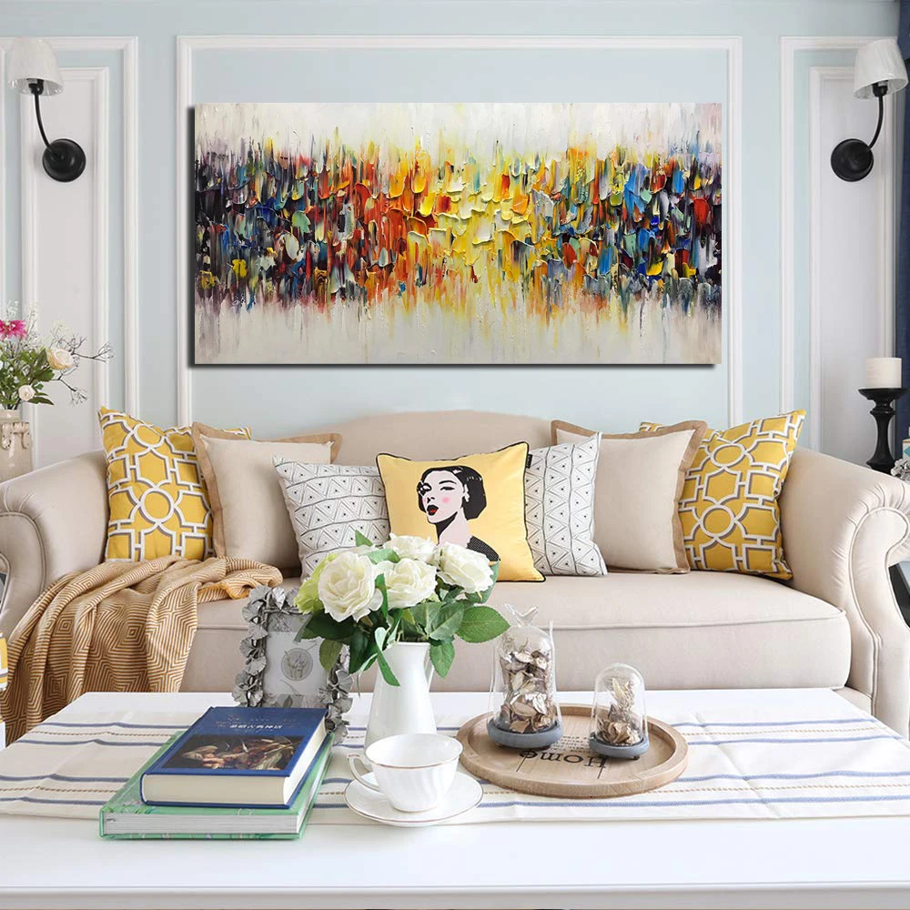 100% ручная роспись городской пейзаж Современная картина маслом на холсте