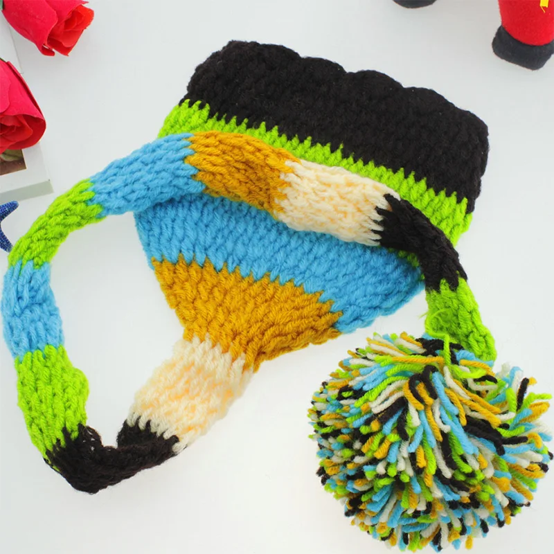 New born baby pom hat newborn photography props knit cap with long tail shooting fotografia accessories toddler beanie | Детская одежда