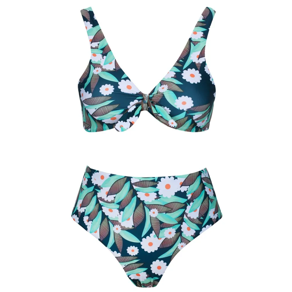 Женский купальник-бикини с цветочным принтом Trangel купальник высокой талией