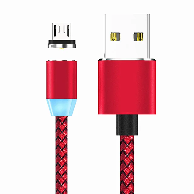Магнитный Кабель зарядного устройства микро-usb для samsung S7 S6 Edge A10 A6 A7 Магнитный шнур для зарядки для apple iphone 5 5s 6 7 8 plus X XS - Цвет: Red with cable