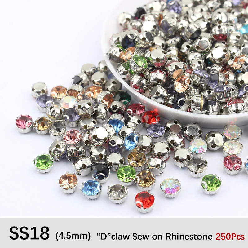 Новая распродажа SS18 разноцветные стразы 250 шт к серебро коготь для украшения
