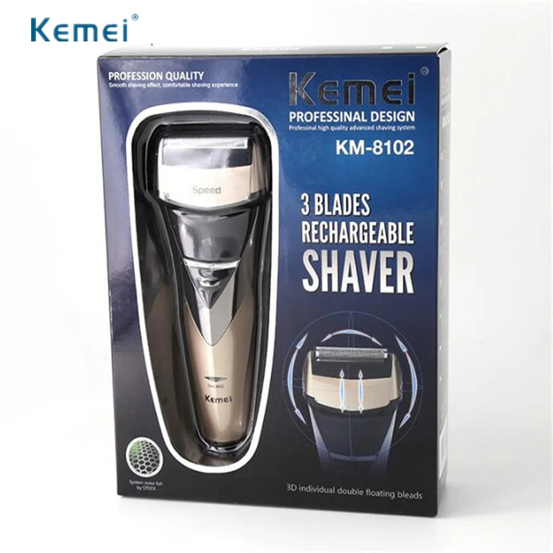 Новая мода Kemei Перезаряжаемые Бритвы электробритвы Triple Blade бритья