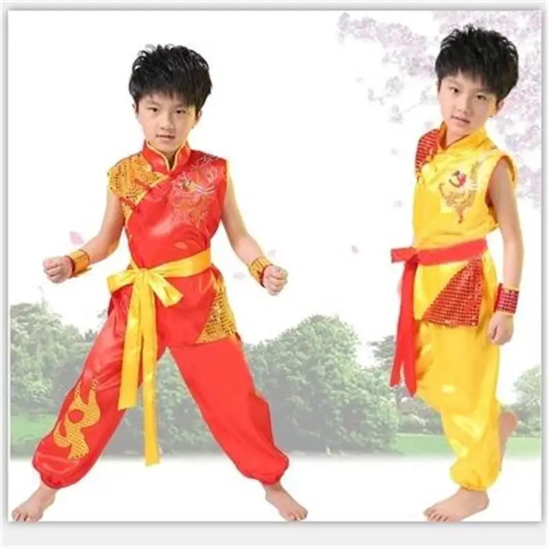 Новый детский костюм Wushu новая молодежная одежда с коротким рукавом и для