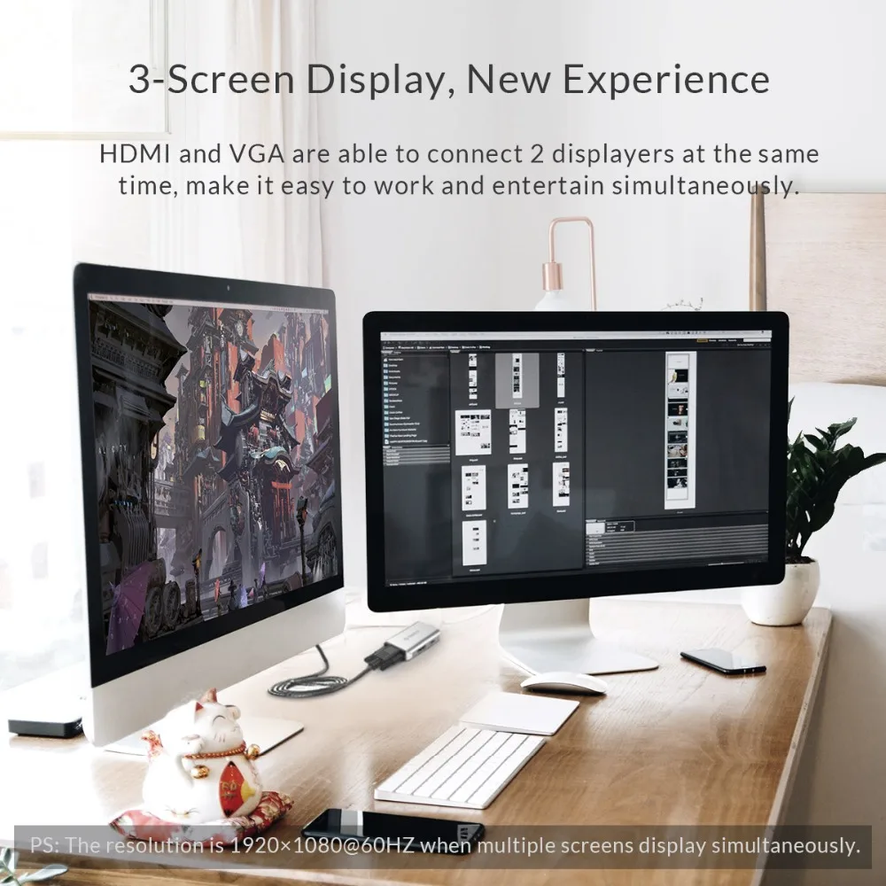 Док станция ORICO Type C на * 1 / HDMI VGA Зарядные порты для Samsung Galaxy S9 Note 8 Huawei P20 MacBook