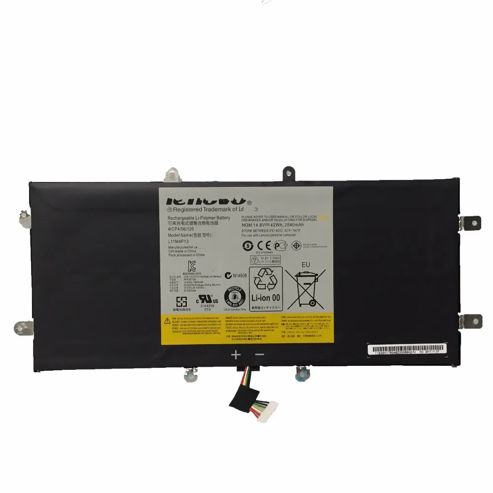 14,8 V 2840 мА/ч, 42Wh L11M4P13 Батарея L11M4P13 4ICP4/56/120 для lenovo IdeaPad Йога 11 11S