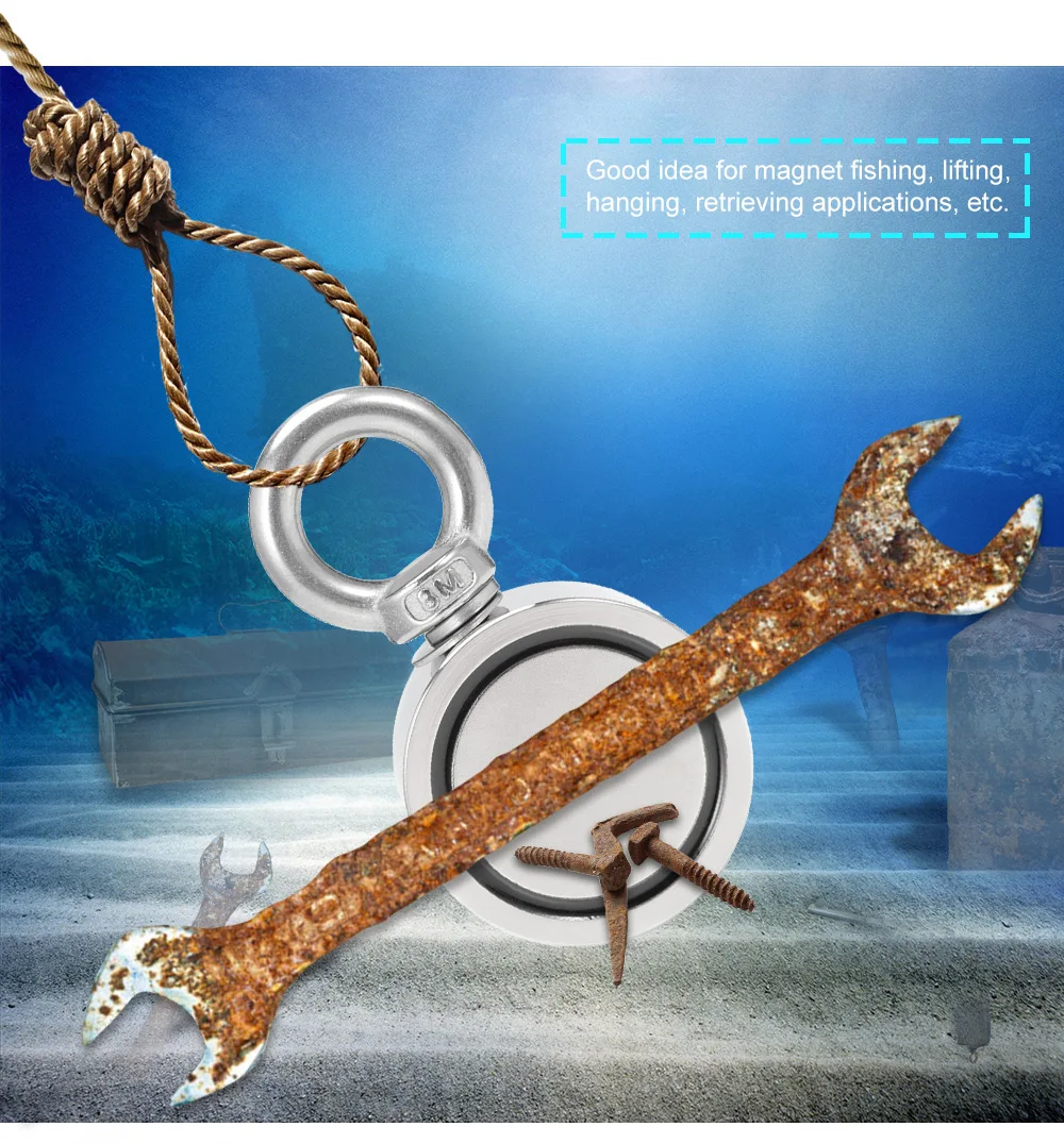 Супер мощный двухсторонний круглый неодимовый рыболовный магнит Deep Sea Salvage рыболовный крючок для магнитного подъемного подвесного извлечения