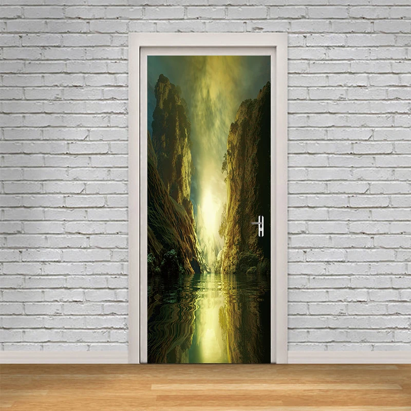 3D эффект пейзаж дверь наклейка краска для двери спальни гостиной коридора