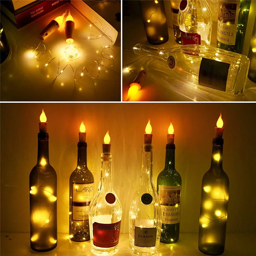 

SXZM 20 LEDs String Bottle Cork Candle Night Light Battery Operated Fairy Lamp New year's garland Christmas tree Decoration