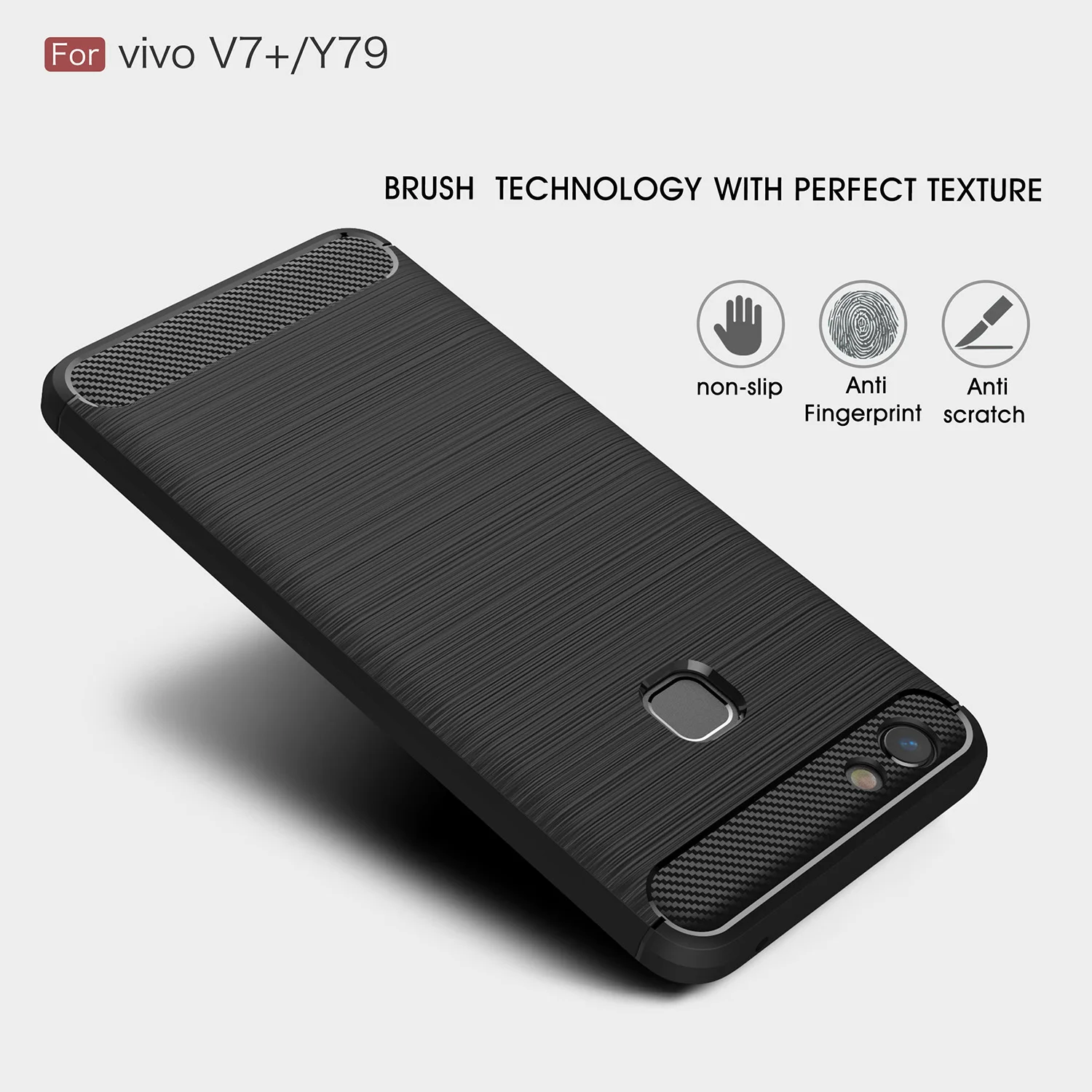 ТПУ чехол для BBK Vivo V7 Плюс Dual SIM TD LTE в 1716 углеродного волокна Y79/V7 + телефонные