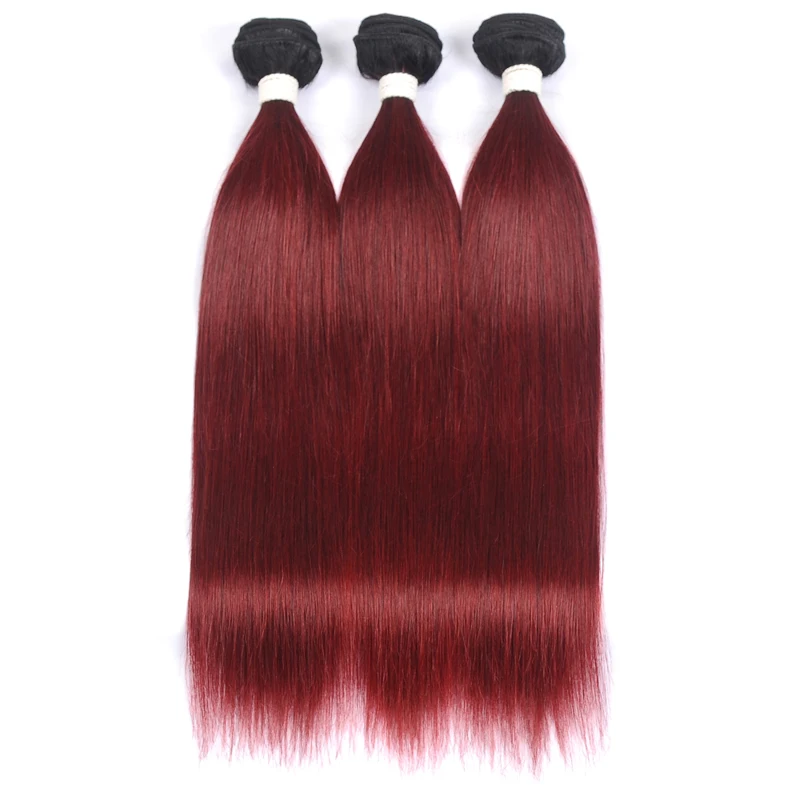 Pinshair 99J бордовый прямые волосы пряди 1/3 pcs бразильские волосы переплетения пряди красные человеческие волосы плетение наращивания на клипсах, не Волосы remy