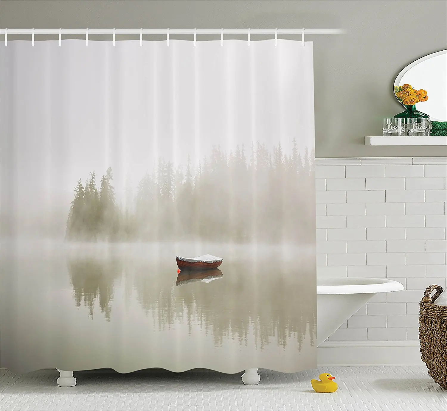 Домашний декор в виде озера занавеска для душа аксессуары ванной комнаты Зеленый