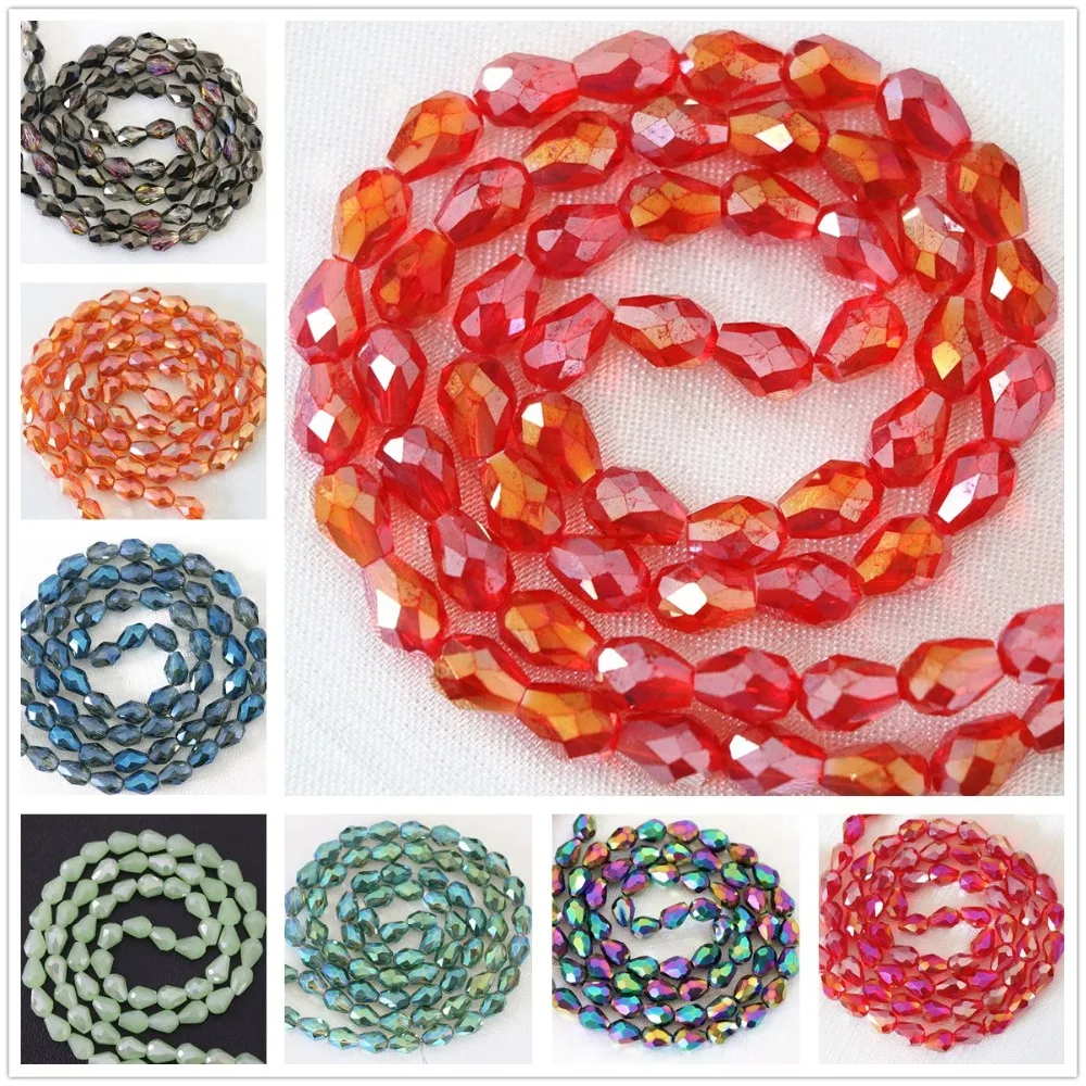

Fashion drop faceted 5x7mm teardrop crystal glass quartz making top grade quality Jewelry 70pcs B1170
