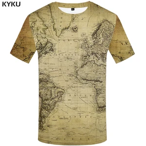 Футболка мужская с 3d принтом карты мира, забавная винтажная тенниска, повседневная майка с 3d геометрическим принтом, одежда с принтом