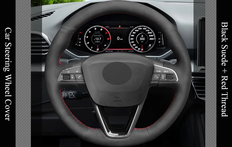 Lqtenleo черная замша DIY автомобиля рулевое колесо Крышка для Seat Leon 5F Mk3 2013- Ibiza 6J Tarraco Арона Ateca Альгамбра